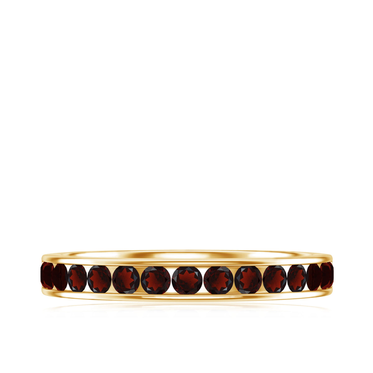 Certified Real Garnet Half Eternity Ring in Channel Setting