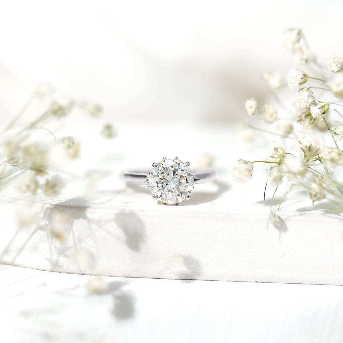 2 Carat Round Cut Moissanite Engagement Ring with Milgrain Detailing