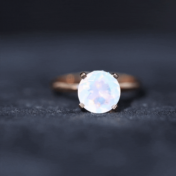 2 Carat Genuine Opal Hidden Halo Engagement Ring with Diamond