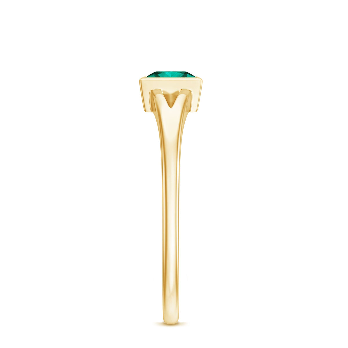 0.5 Carat Princess Cut Lab Grown Emerald Solitaire Ring with Split Shank