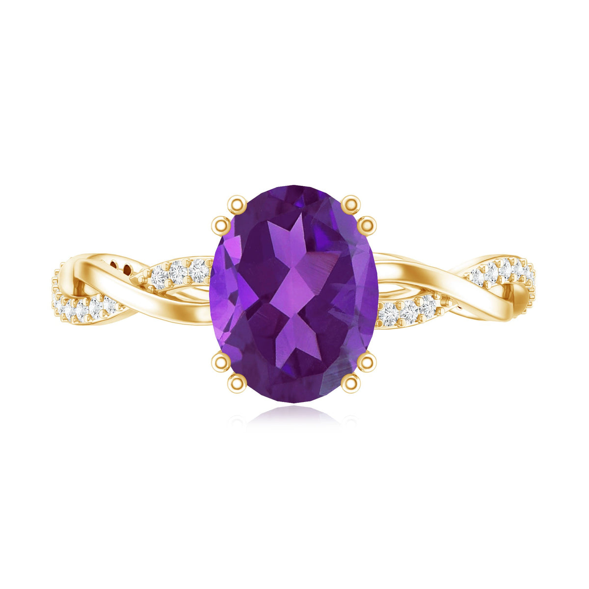 2.5 Carat Amethyst Oval Engagement Ring with Diamond Braided Shank