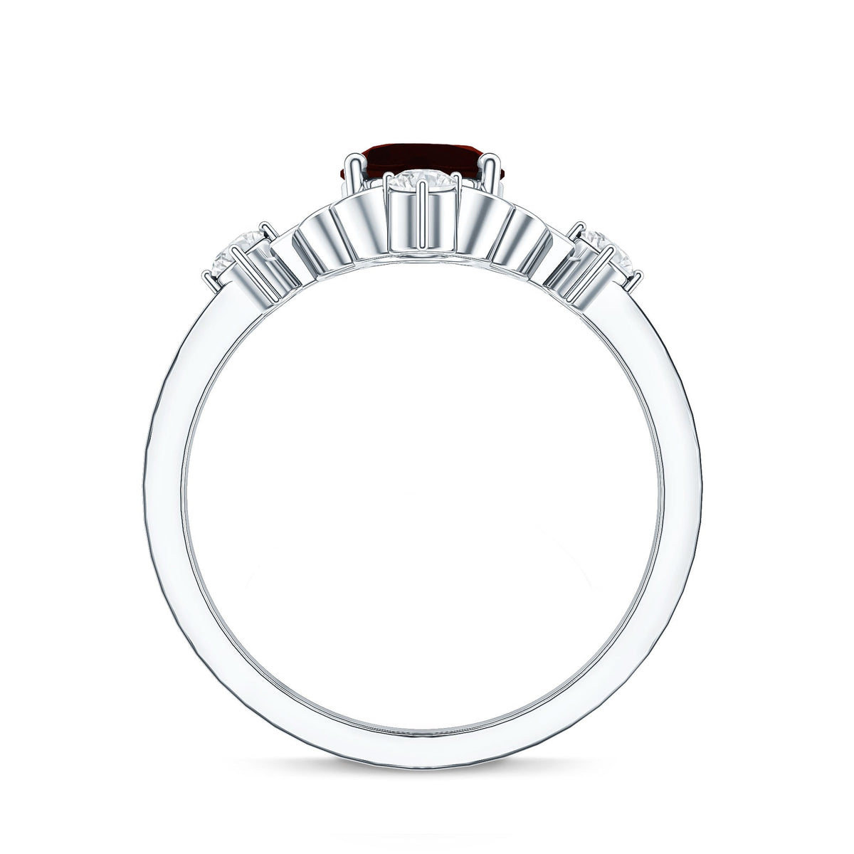 1.5 Carat Oval Garnet and Diamond Vintage Engagement Ring