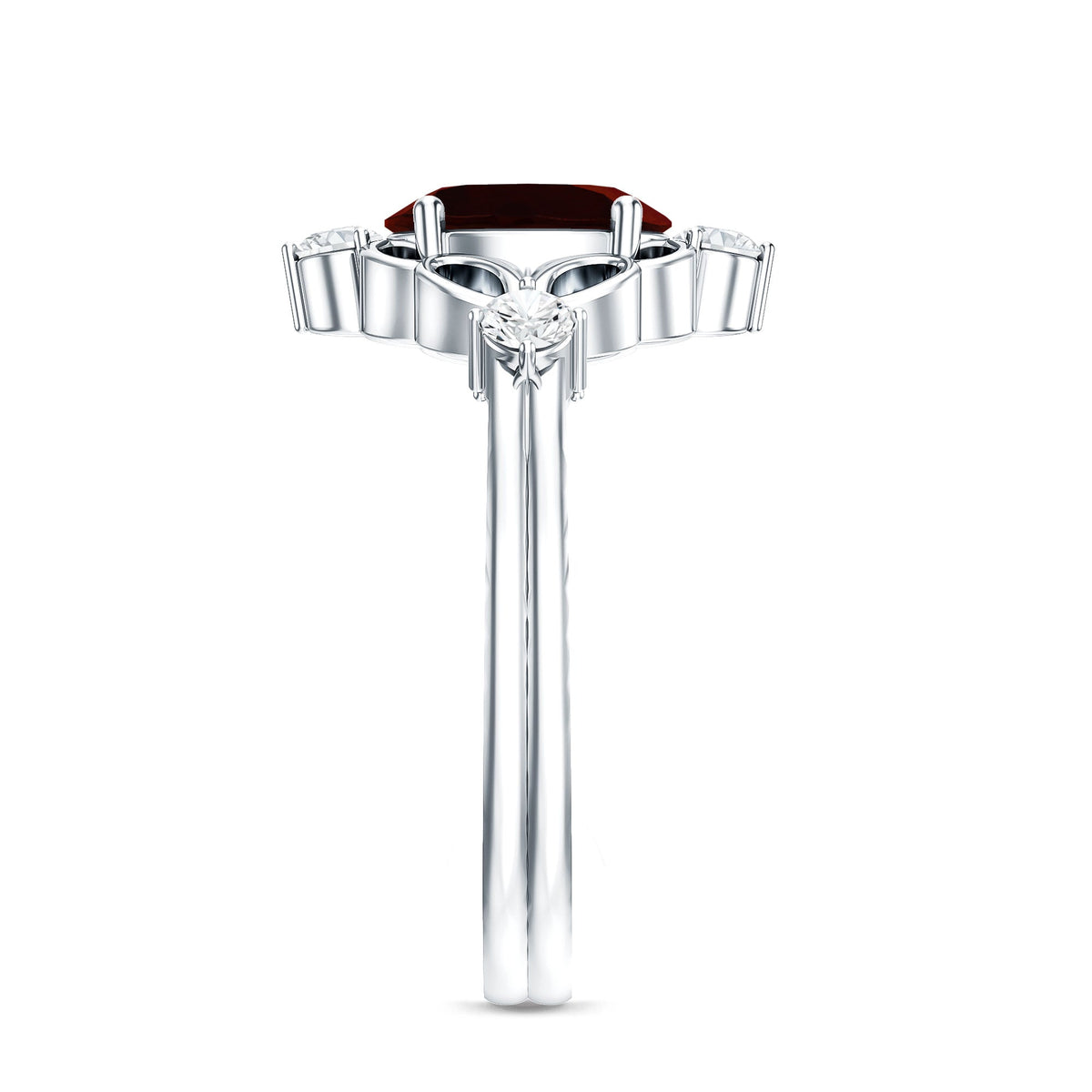 1.5 Carat Oval Garnet and Diamond Vintage Engagement Ring