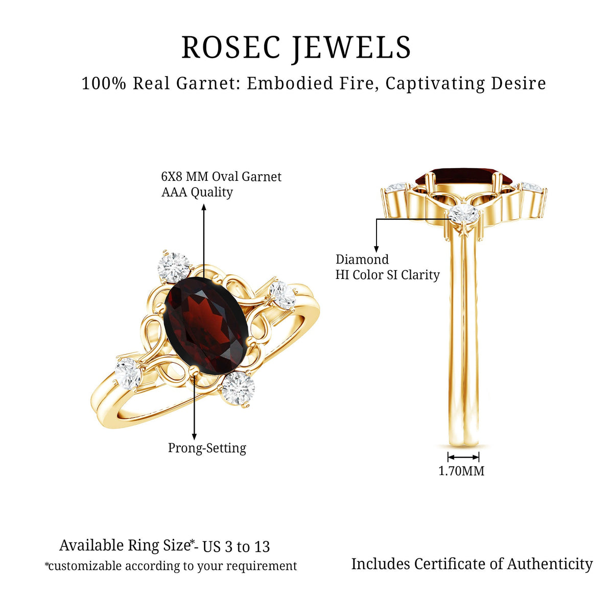 1.5 Carat Oval Garnet and Diamond Vintage Engagement Ring