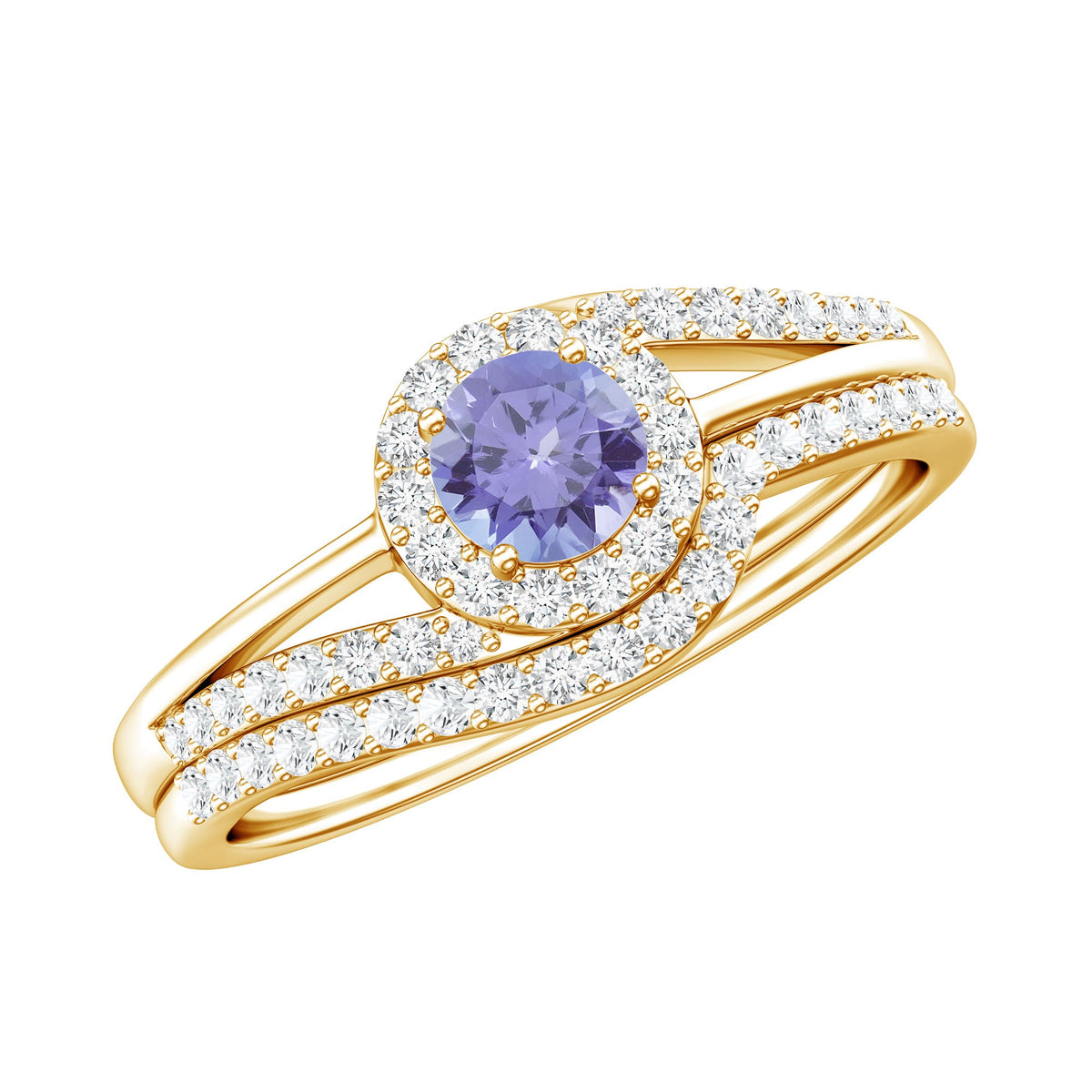 Genuine Tanzanite Engagement Ring with Diamond Enhancer
