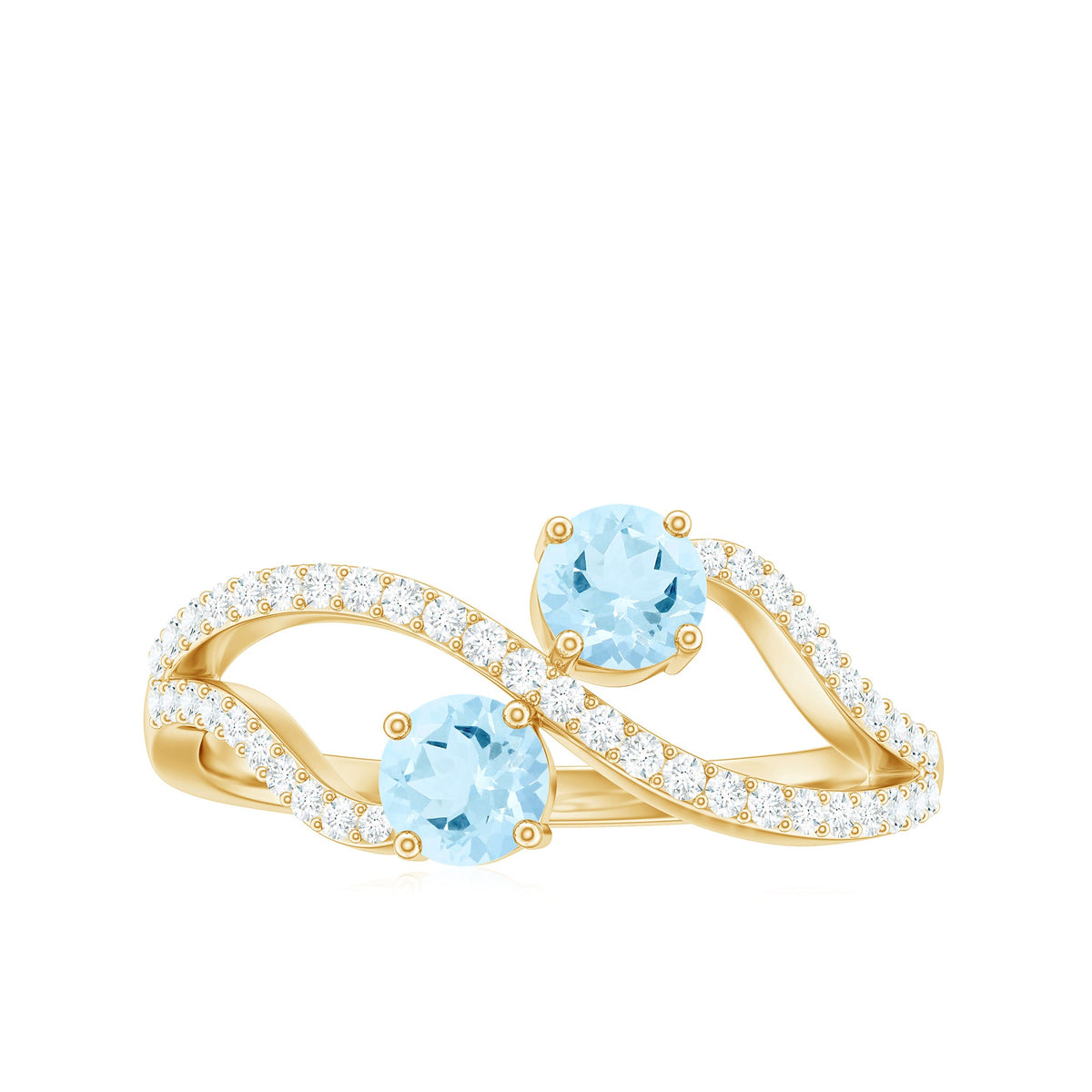 2 Stone Aquamarine and Diamond Infinity Promise Ring for Women
