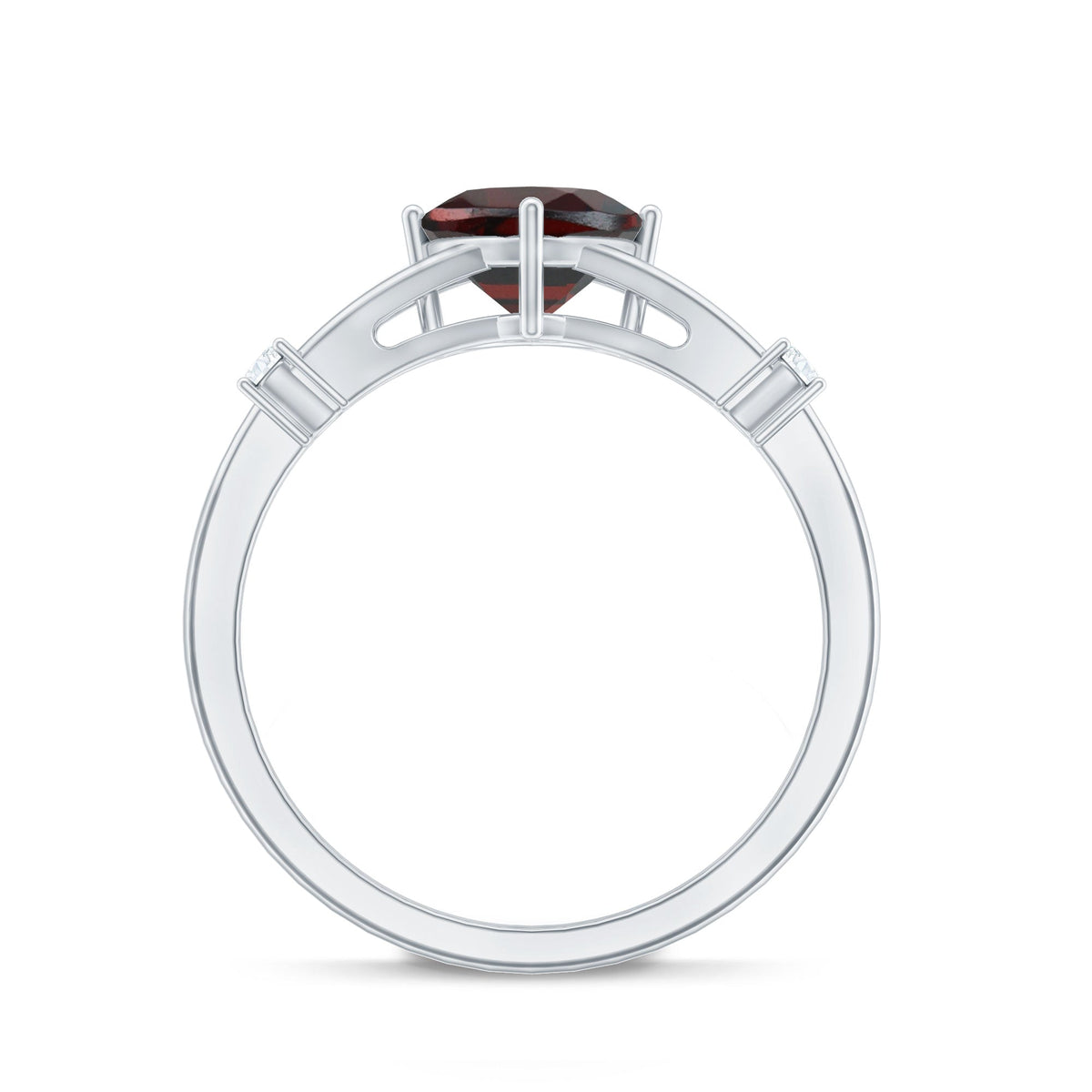 3.2 Carat Genuine Garnet Diamond Cushion Cut Engagement Ring with Split Shank