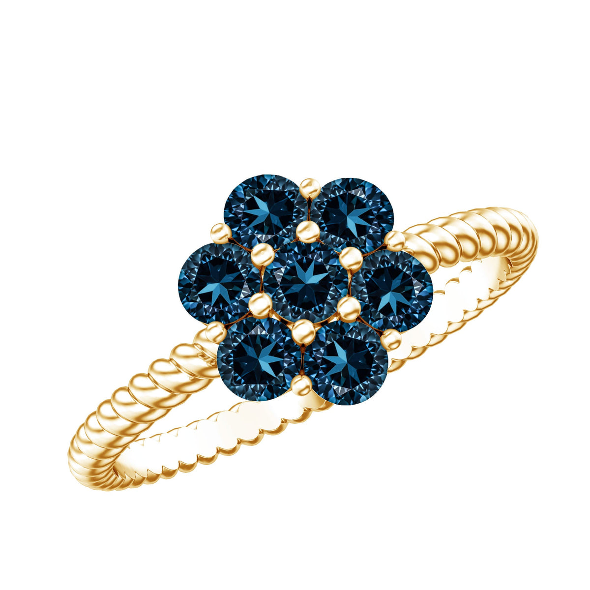 London Blue Topaz Floral Engagement Ring For Women