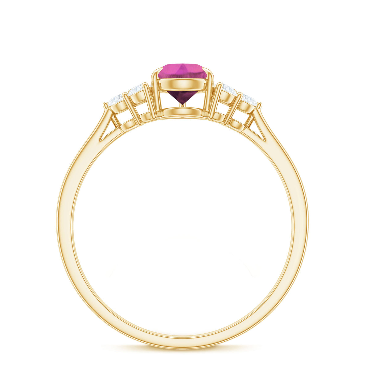 1.6 Carat Natural Pink Tourmaline Teardrop Engagement Ring with Diamond Trio