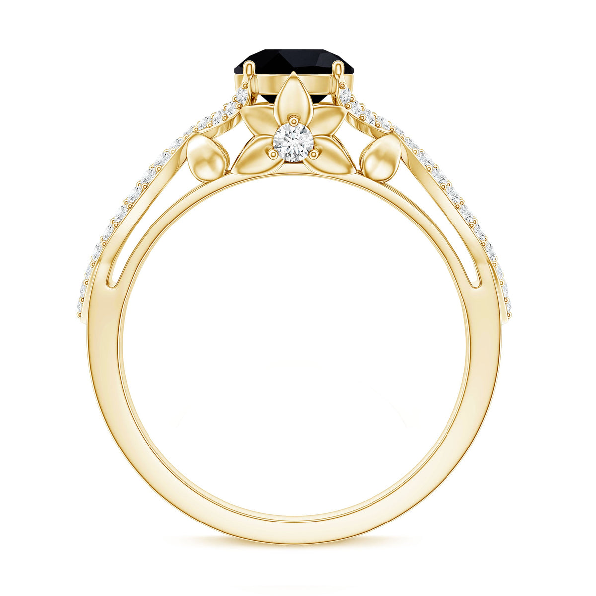 1.3 Carat Lab Grown Black and White Diamond Engagement Ring with Crossover Shank