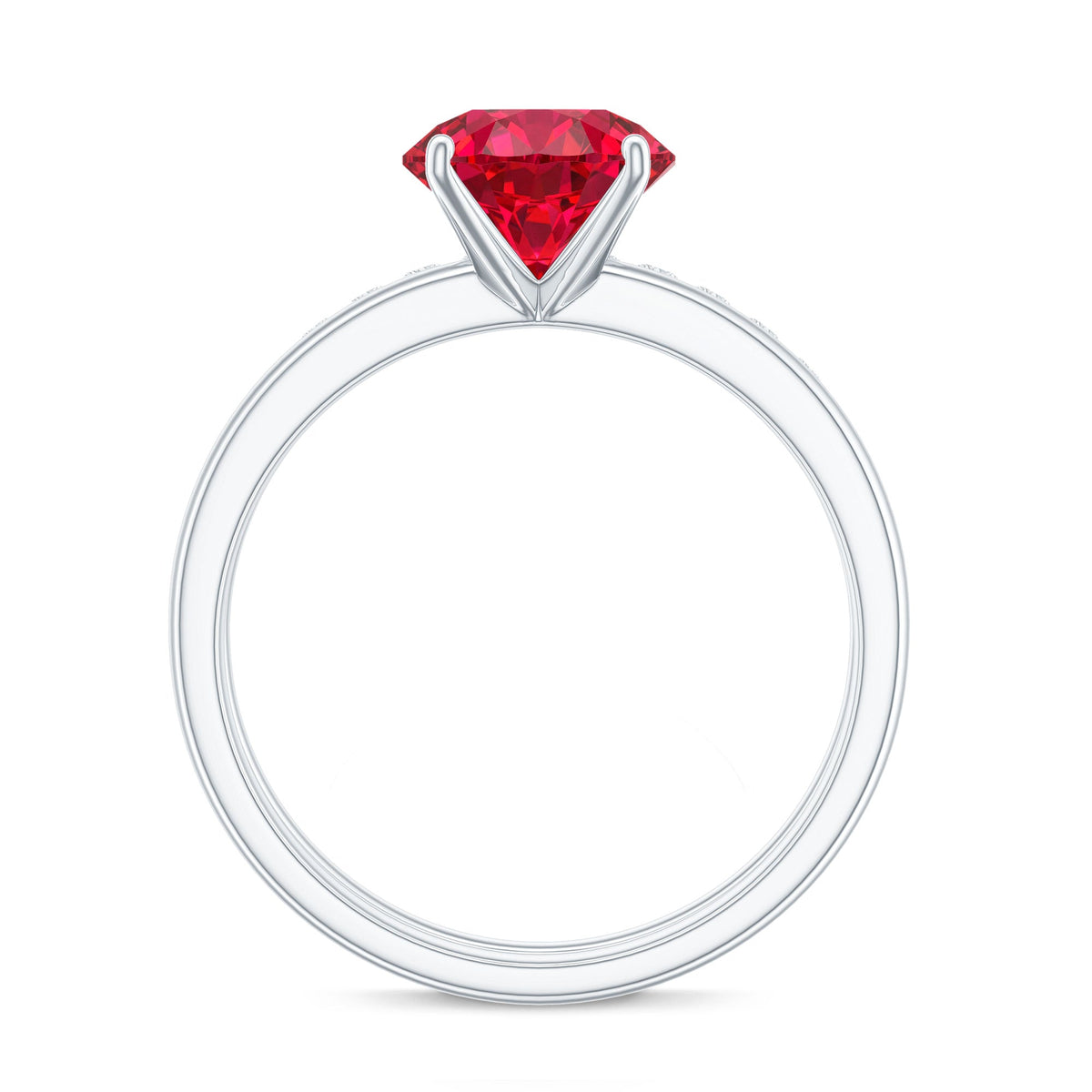 2 Carat Solitaire Created Ruby Wedding Ring Set with Diamond