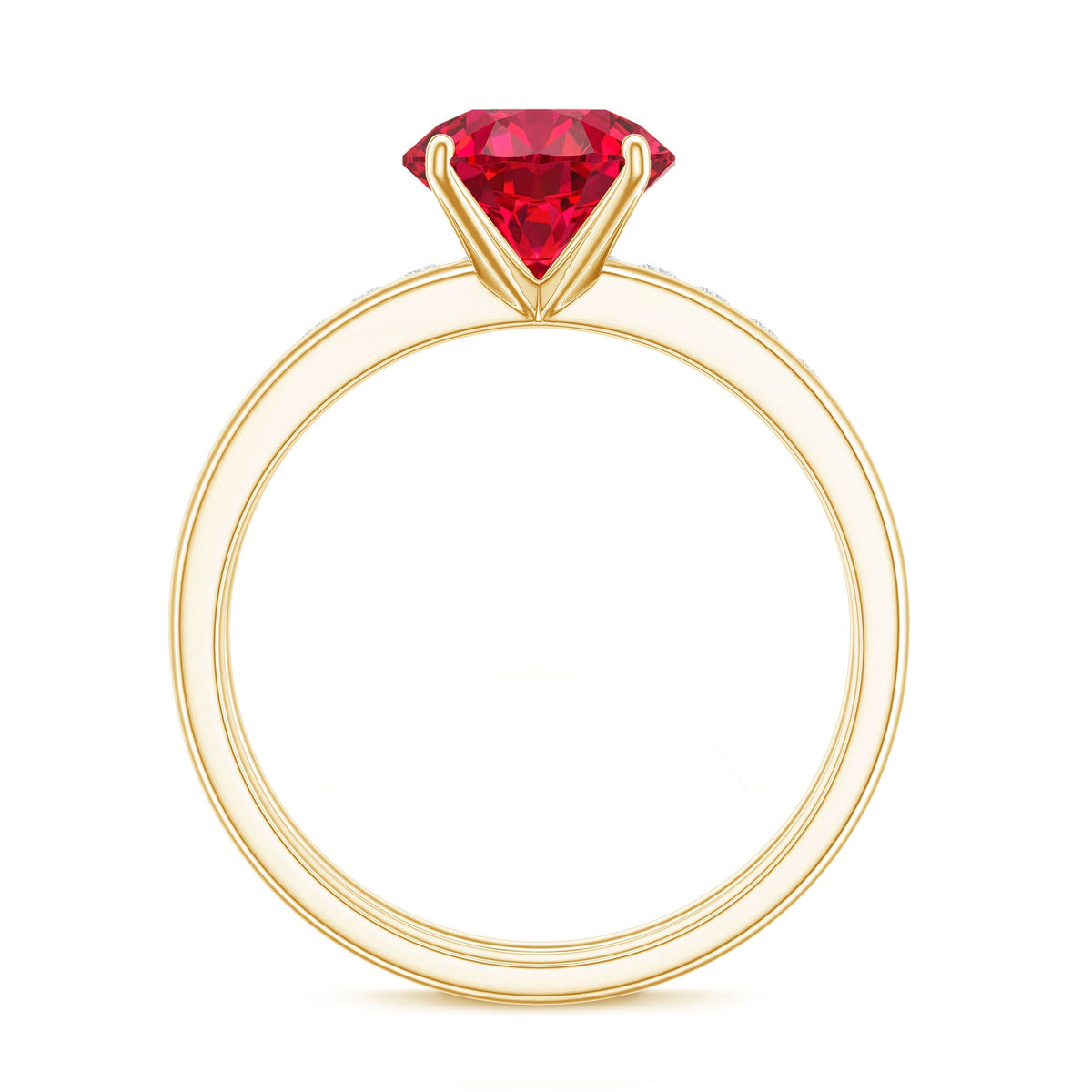 2 Carat Solitaire Created Ruby Wedding Ring Set with Diamond
