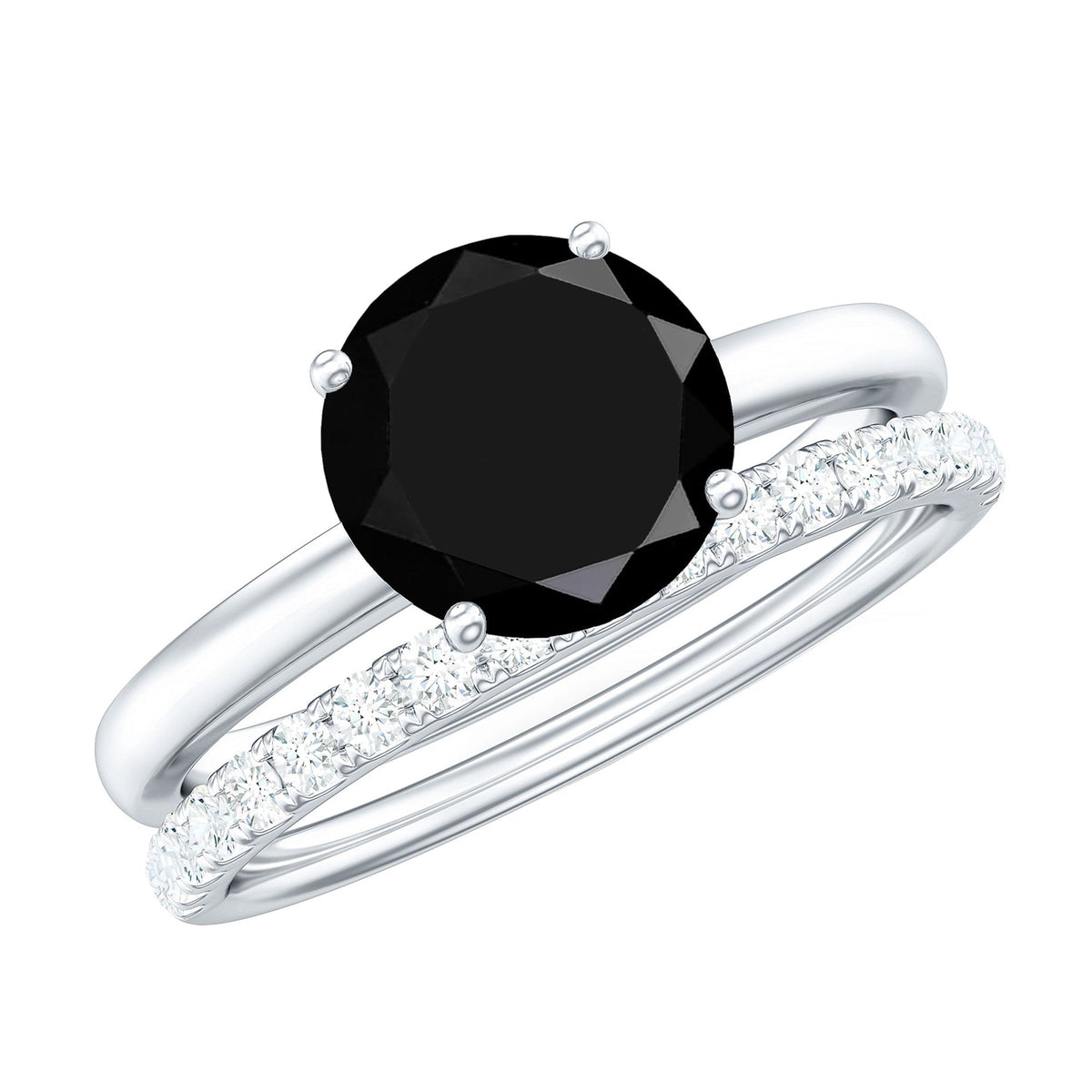 2 Carat Lab Grown Black and White Diamond Engagement Ring with Enhancer