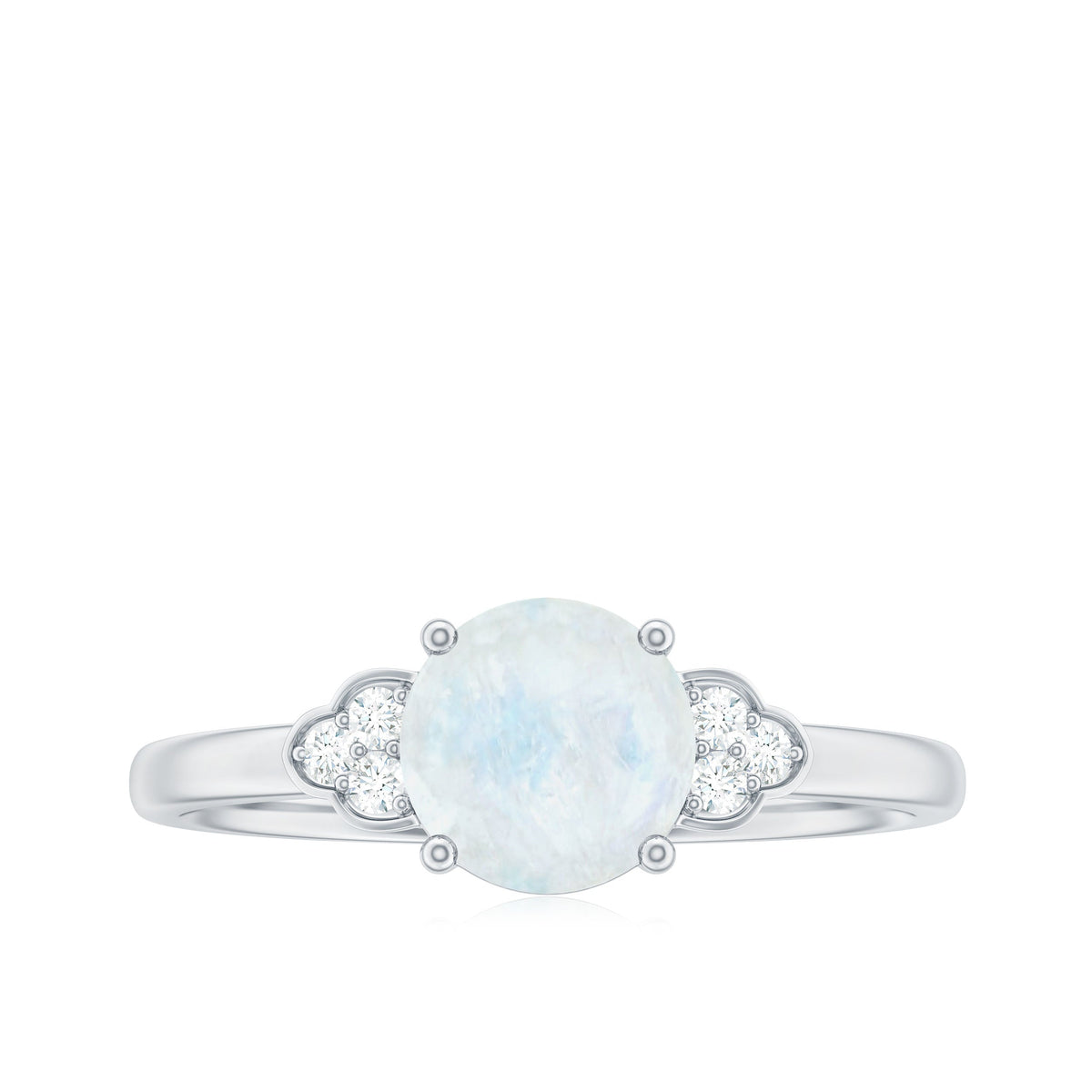 0.8 Carat Moonstone Solitaire Engagement Ring with Diamond Trio