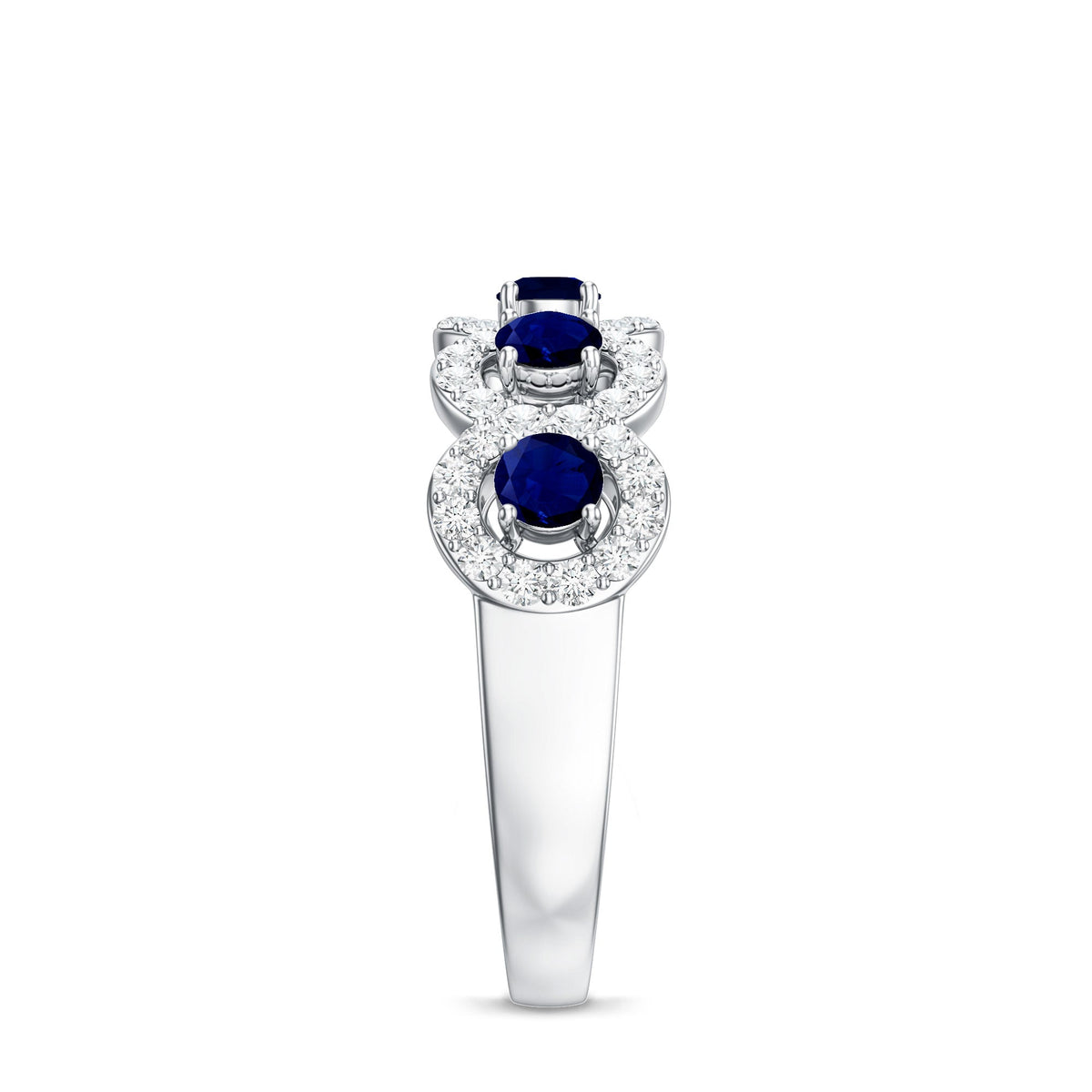 Classic Blue Sapphire Half Eternity Anniversary Ring with Diamond
