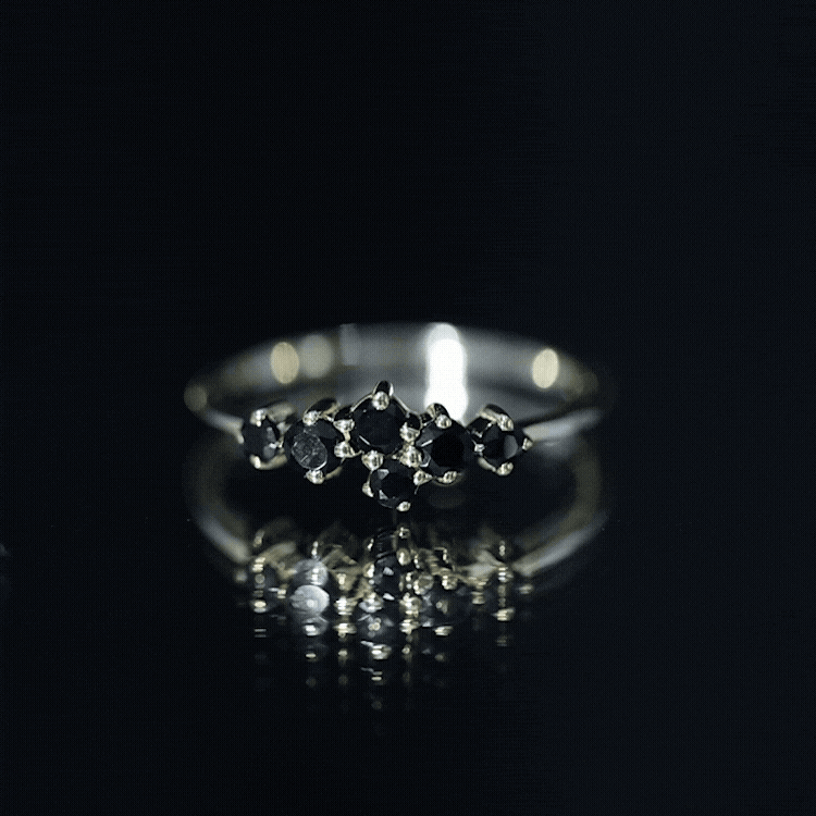 Certified Black Onyx Cluster Promise Ring for Her
