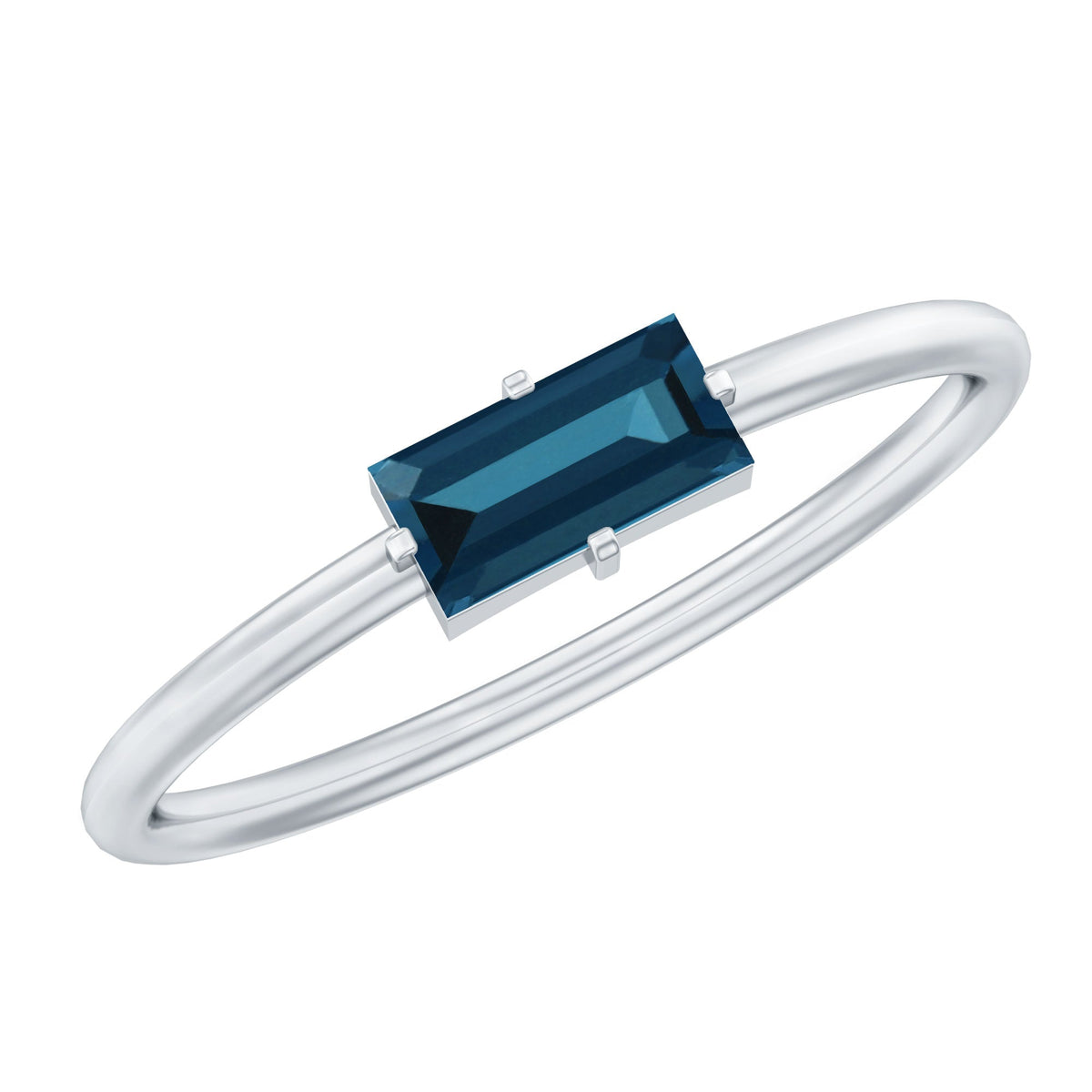 Baguette London Blue Topaz Solitaire Promise Ring