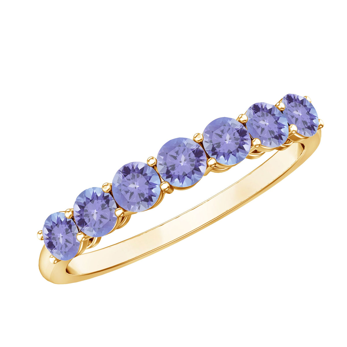 Certified Real Tanzanite Half Eternity Ring for Anniversary