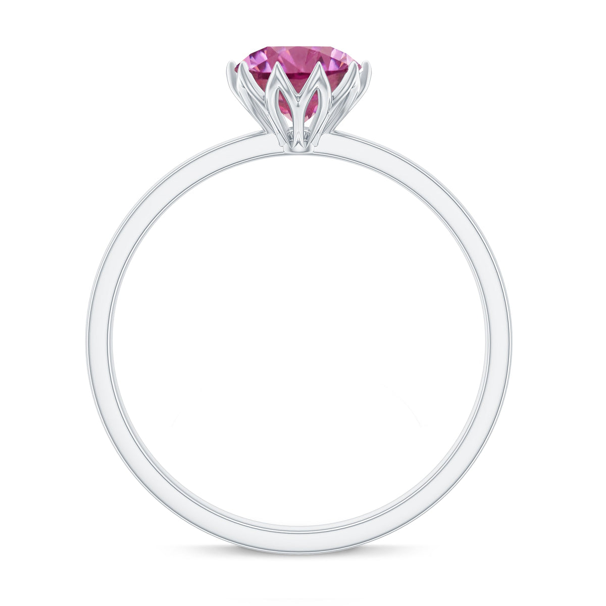 1.2 Carat Natural Pink Tourmaline Solitaire Ring in Lotus Basket Setting