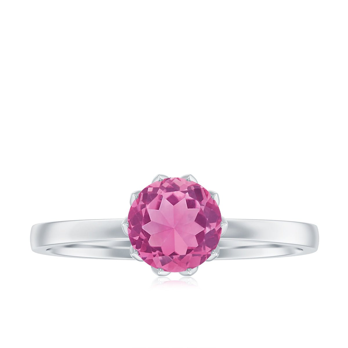 1.2 Carat Natural Pink Tourmaline Solitaire Ring in Lotus Basket Setting