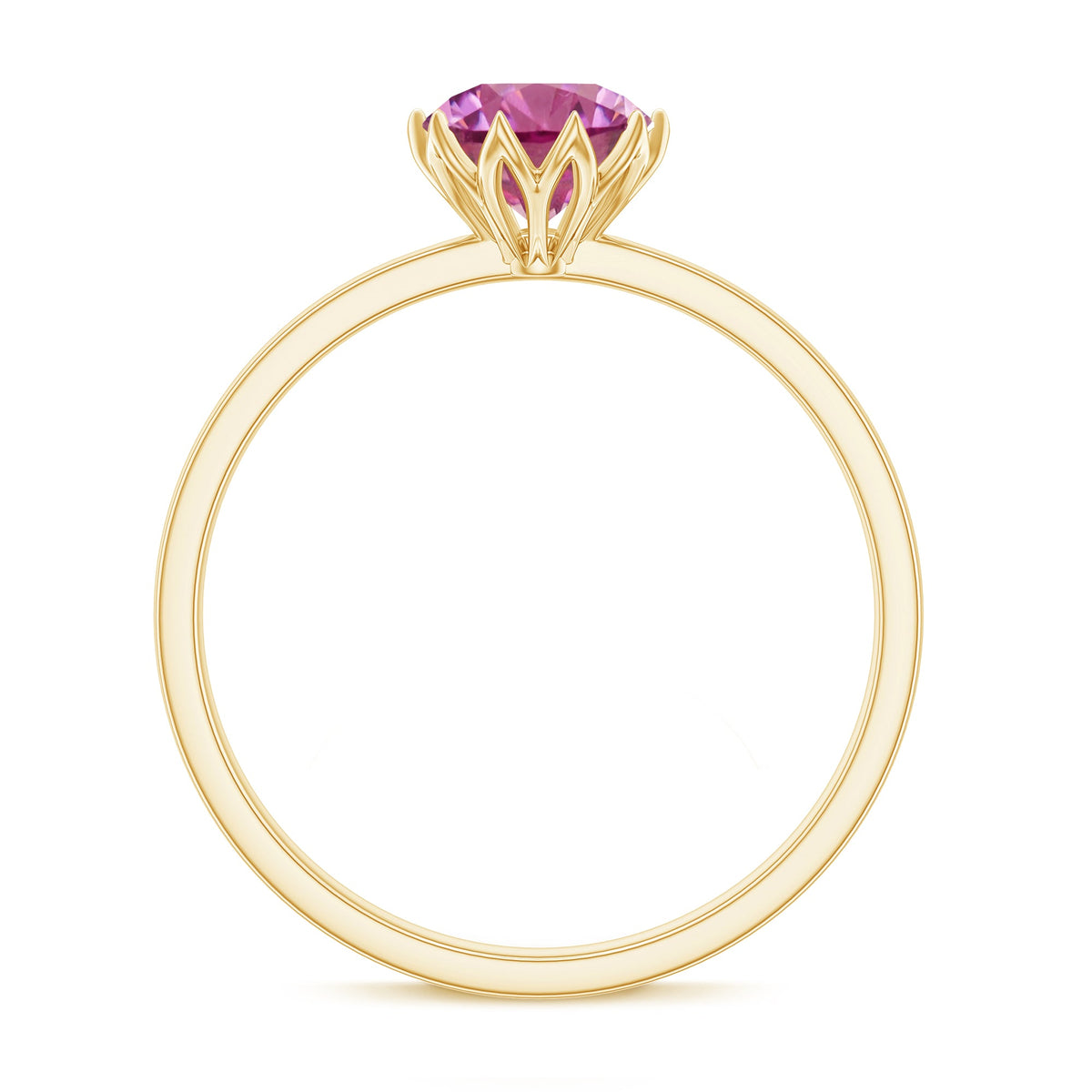 1.2 Carat Natural Pink Tourmaline Solitaire Ring in Lotus Basket Setting