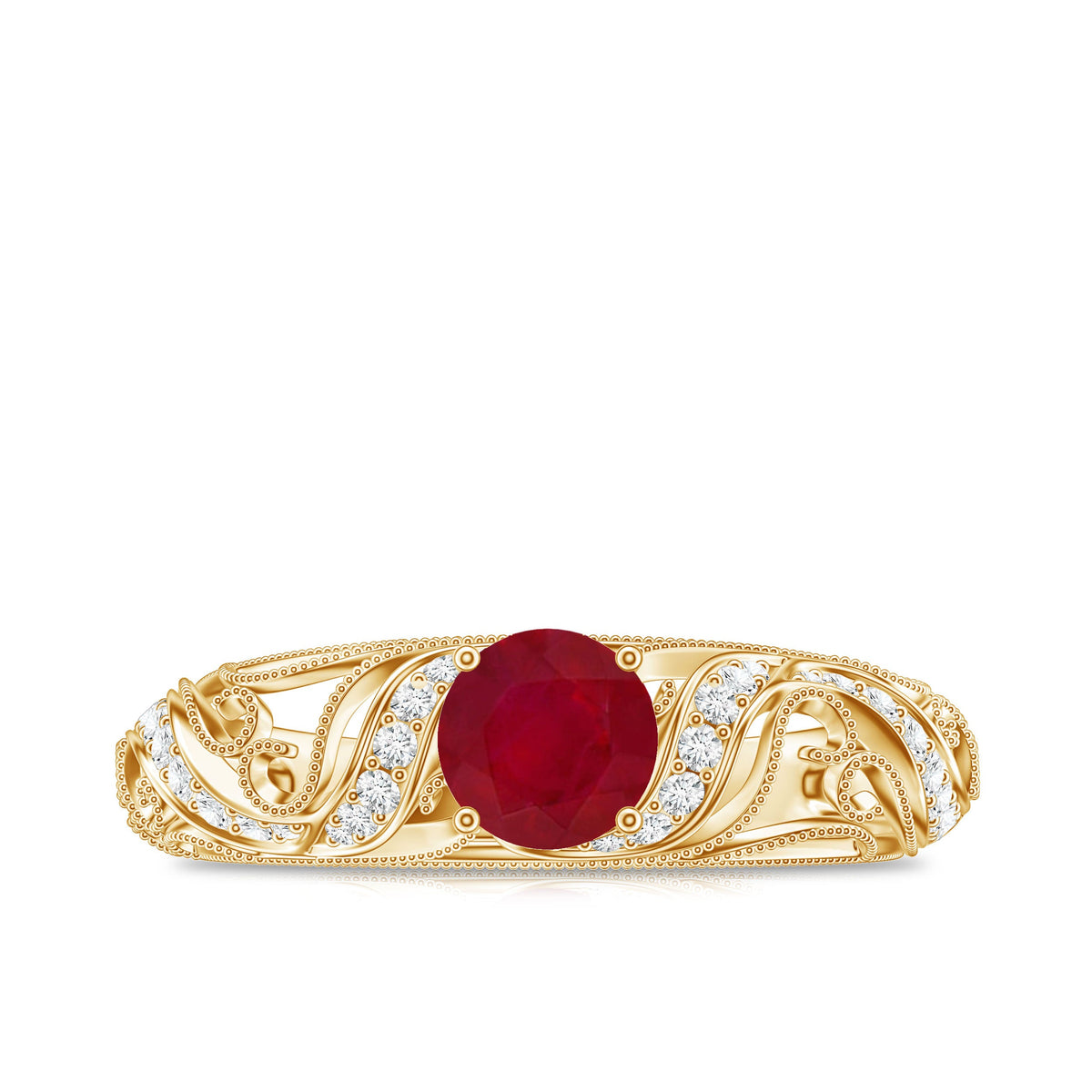 Vintage Style 0.6 Carat Ruby Engagement Ring with Diamond