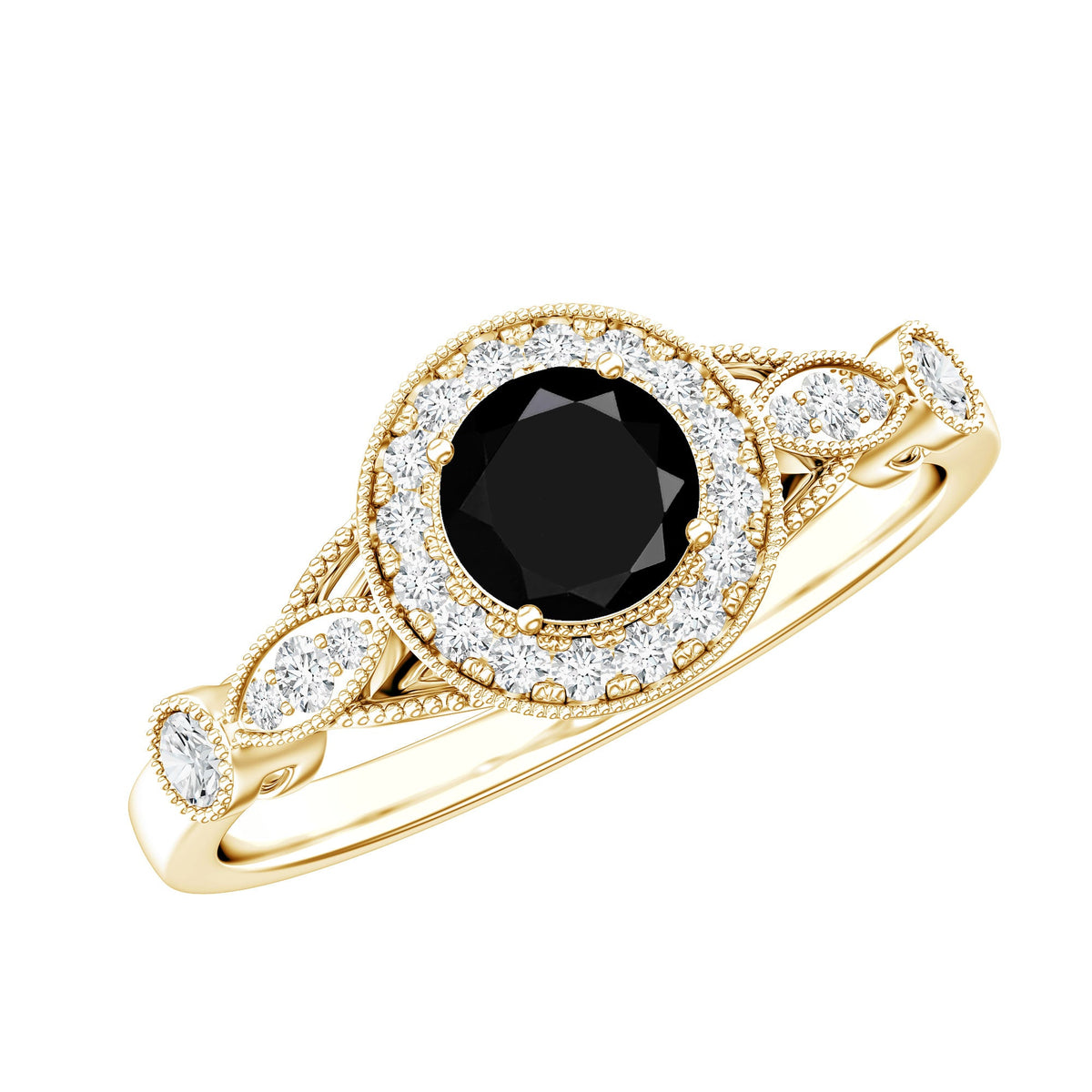 Vintage Inspired Black Onyx and Diamond Engagement Ring
