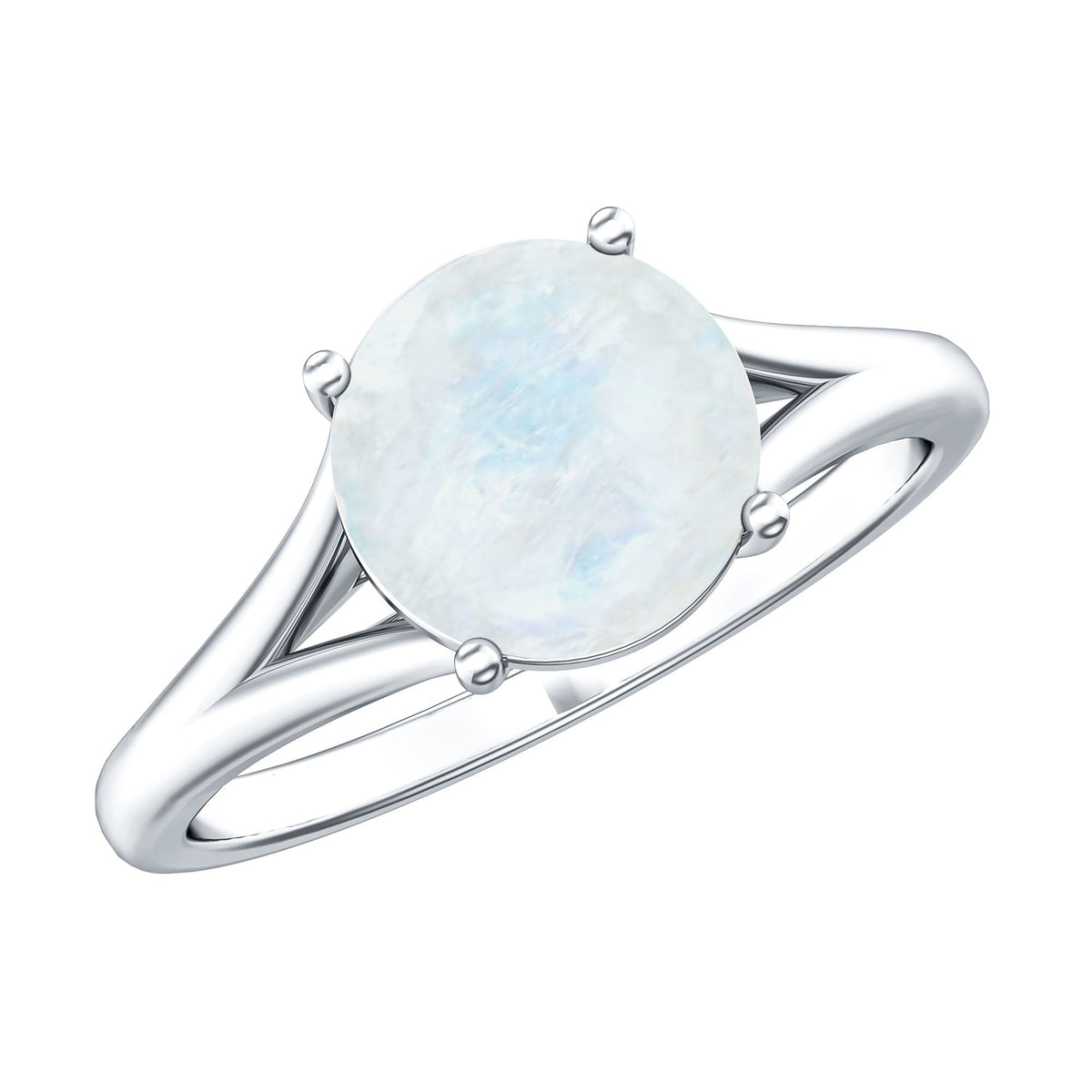 0.8 Carat Natural Moonstone Solitaire Ring with Surprise Diamond