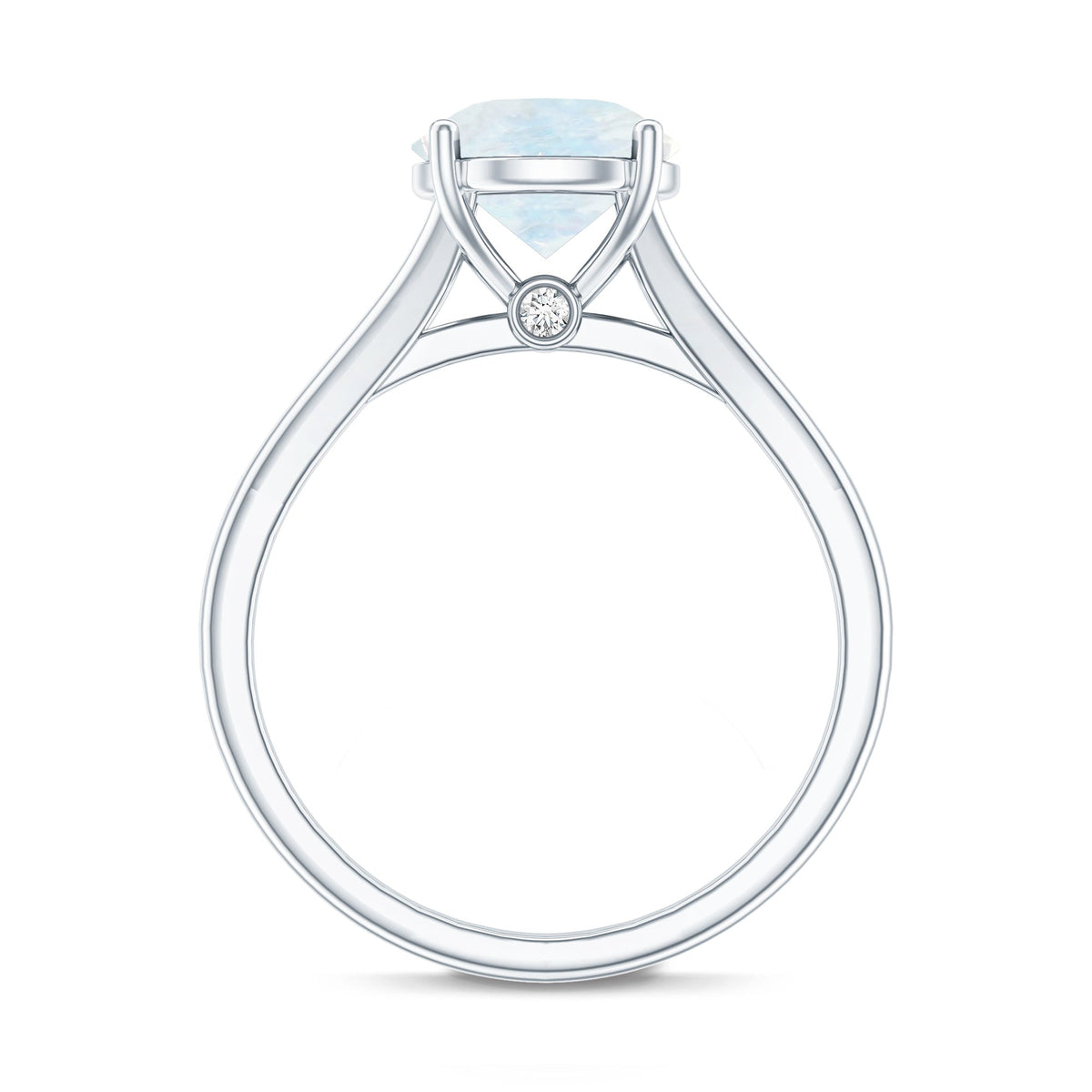 0.8 Carat Natural Moonstone Solitaire Ring with Surprise Diamond