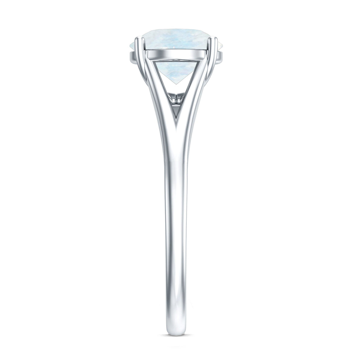 0.8 Carat Natural Moonstone Solitaire Ring with Surprise Diamond