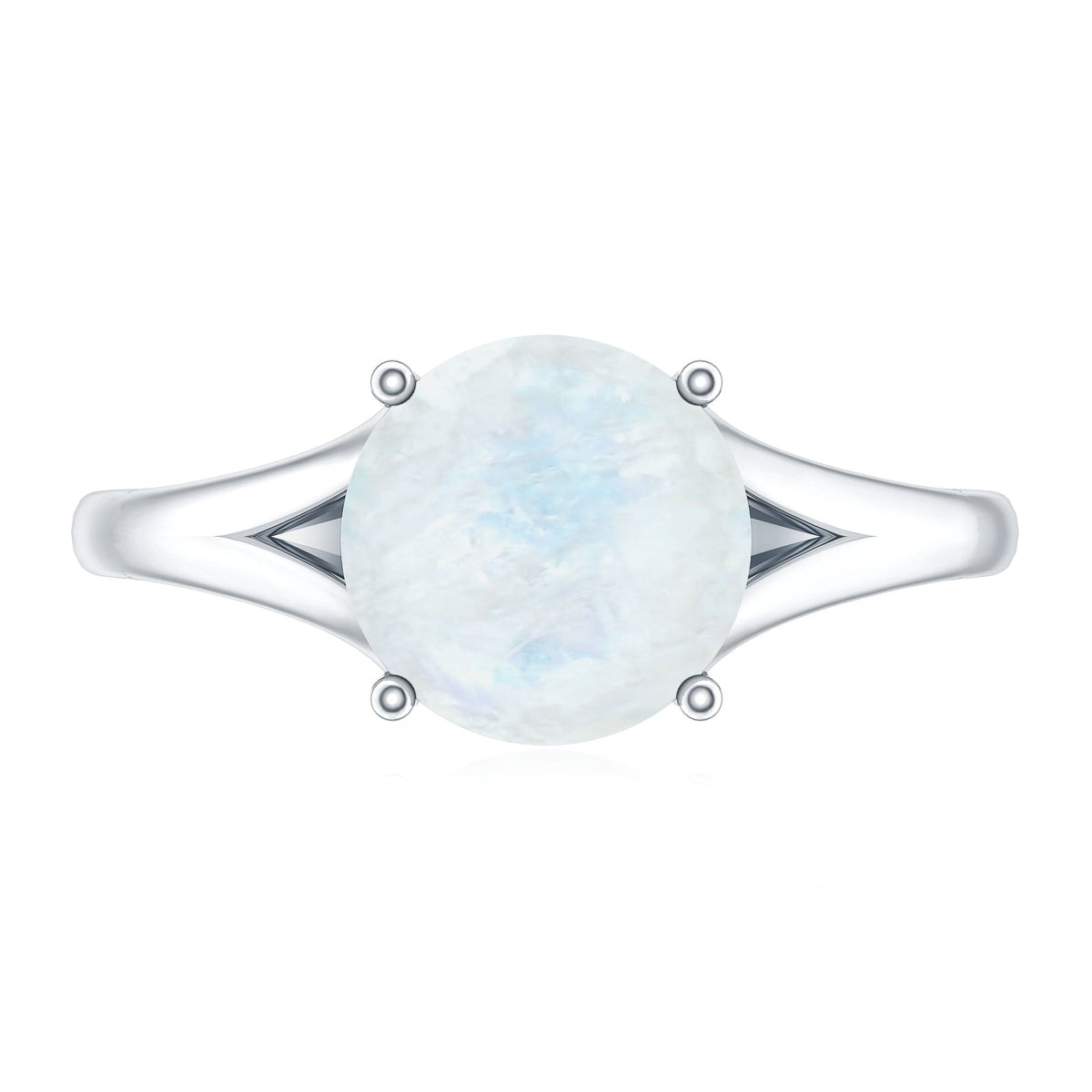 0.8 Carat Natural Moonstone Solitaire Ring with Surprise Diamond