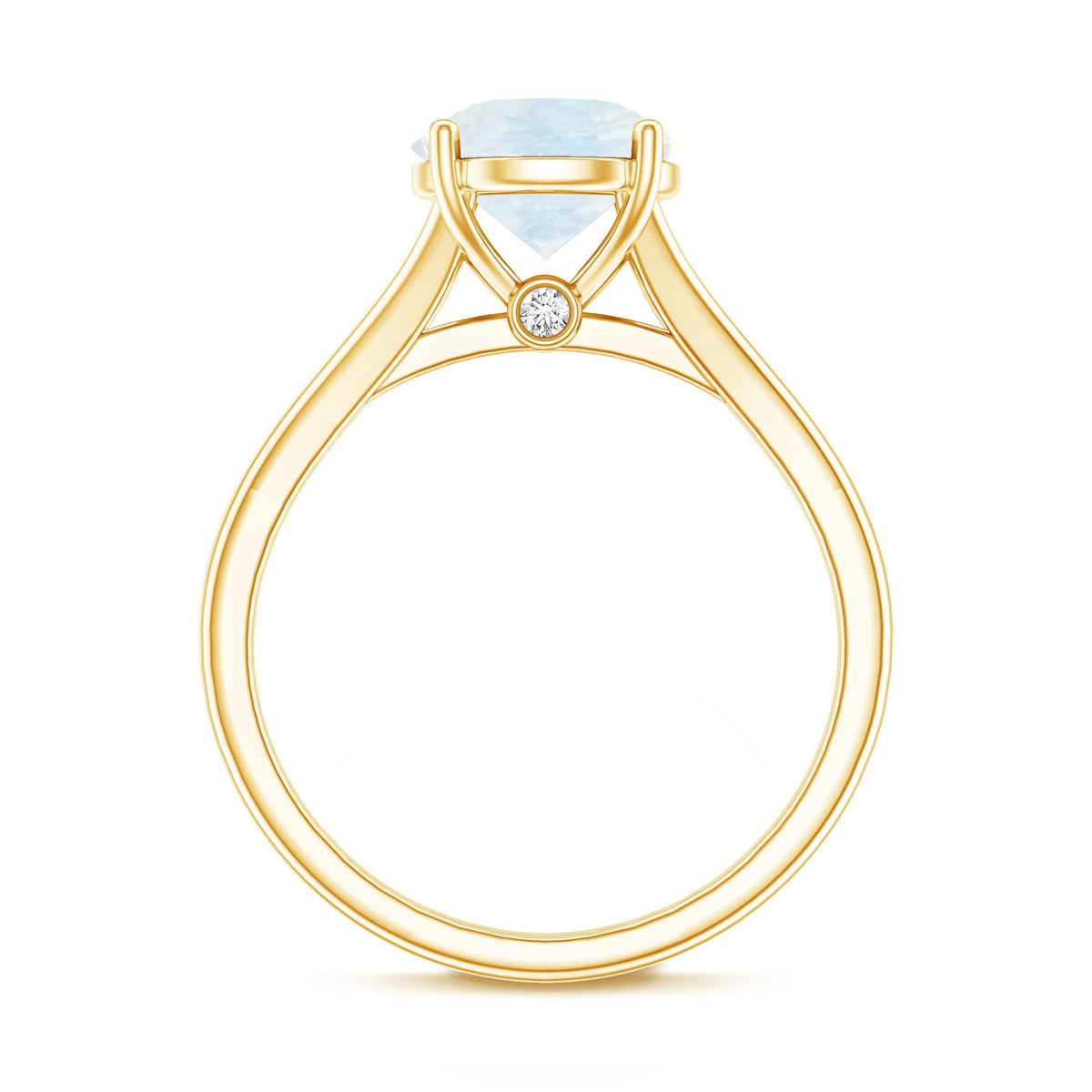 0.8 Carat Natural Moonstone Solitaire Ring with Surprise Diamond