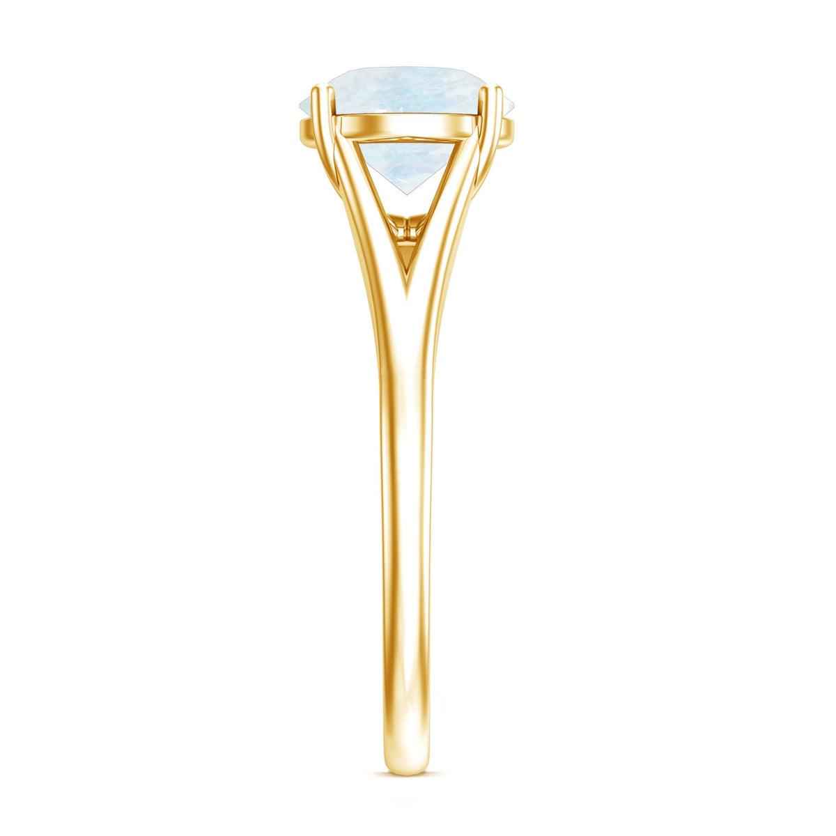 0.8 Carat Natural Moonstone Solitaire Ring with Surprise Diamond