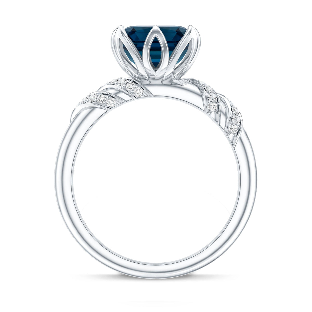 3 Carat Asscher Cut London Blue Topaz Designer Solitaire Engagement Ring