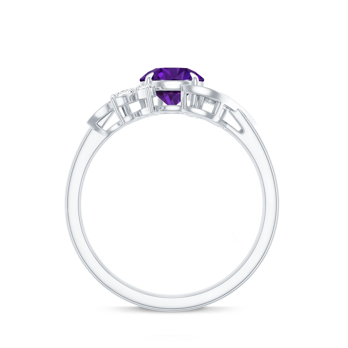 1.2 Carat Nature Inspired Amethyst Engagement Ring with Diamond