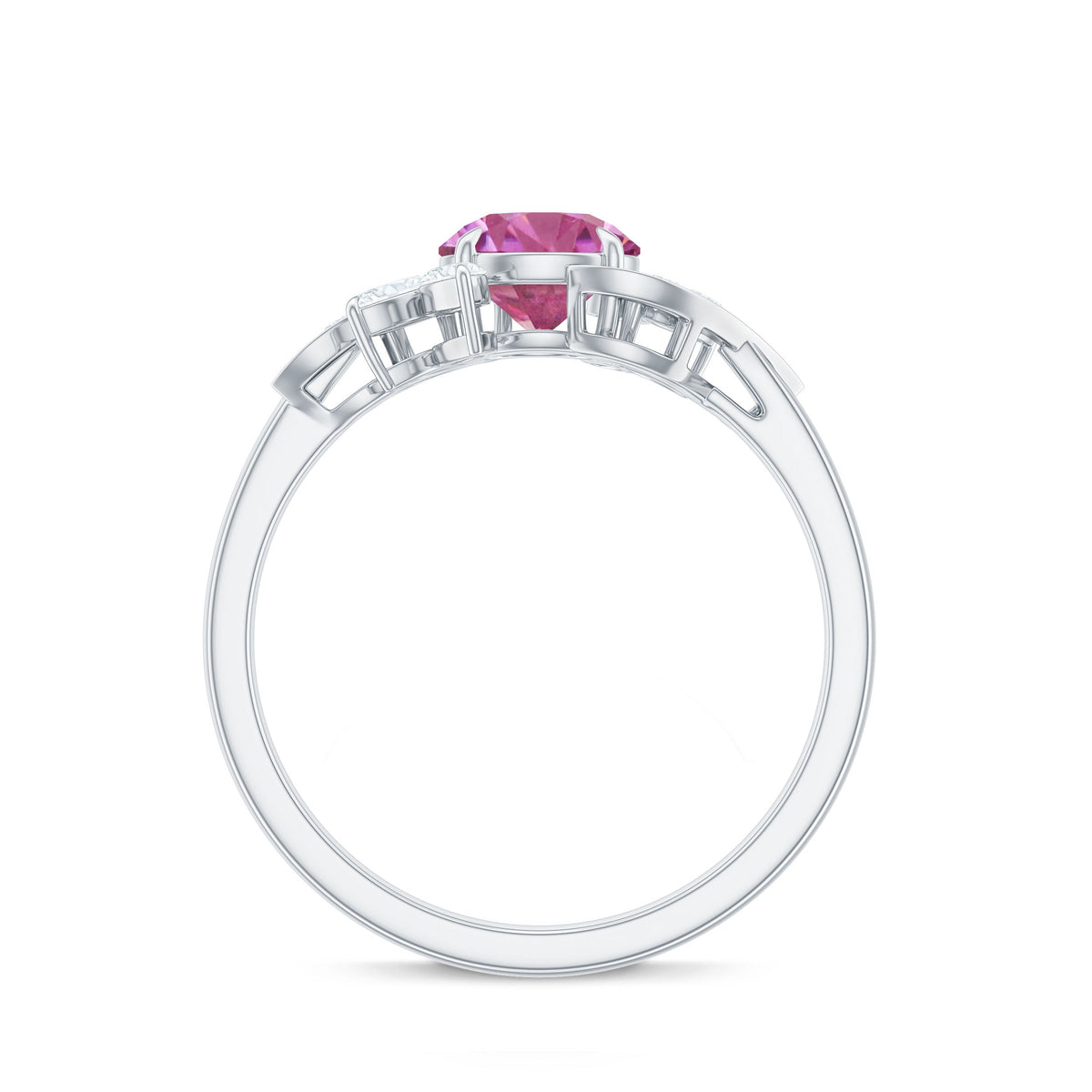 1.2 Carat Pink Tourmaline Flower Engagement Ring with Diamond