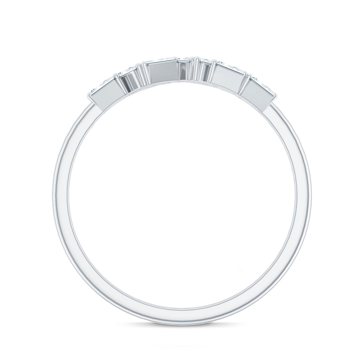 Baguette Moissanite Anniversary Ring in Prong Setting