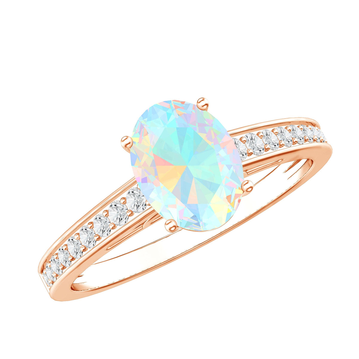 Ethiopian Opal Oval Engagement Ring with Diamond Accents