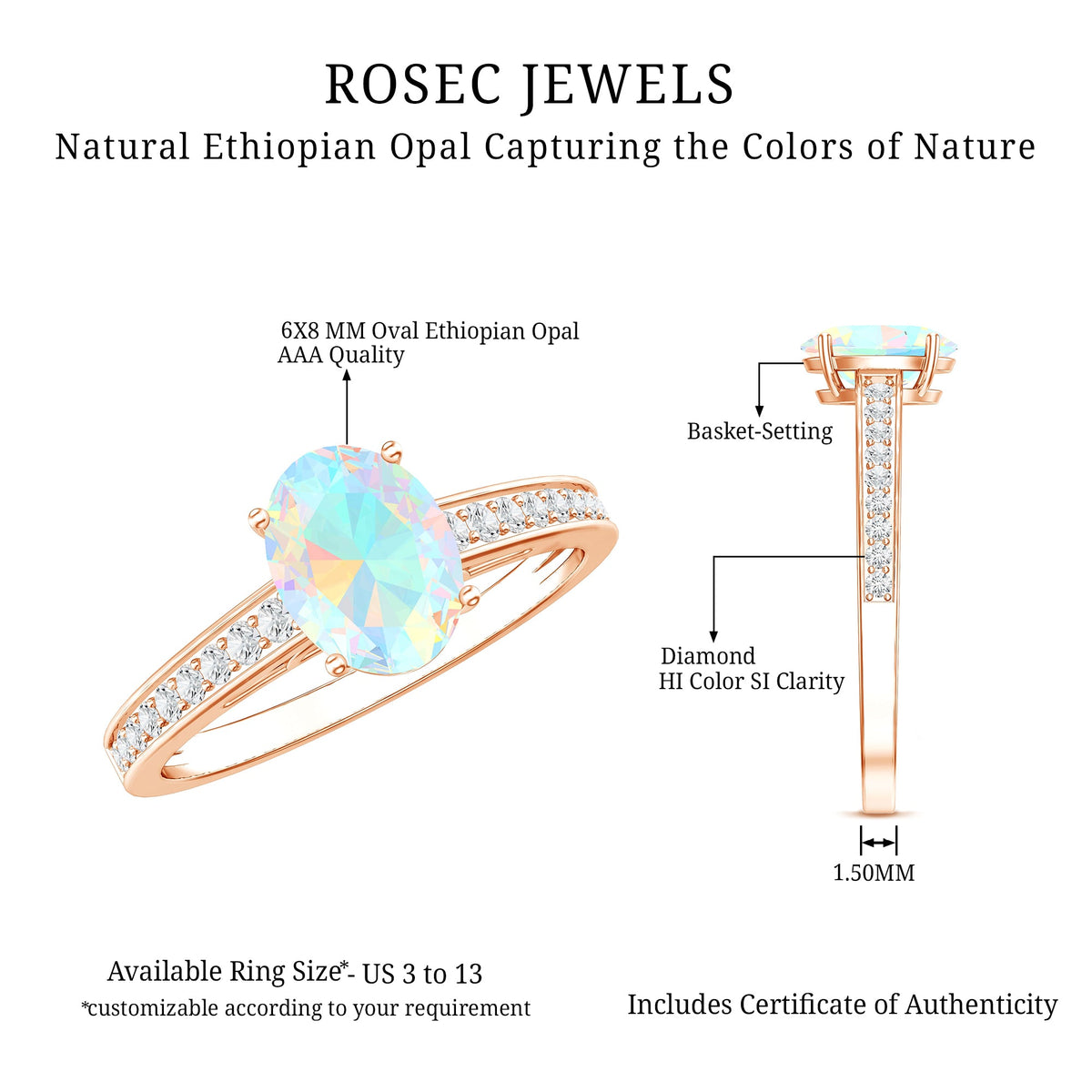 Ethiopian Opal Oval Engagement Ring with Diamond Accents