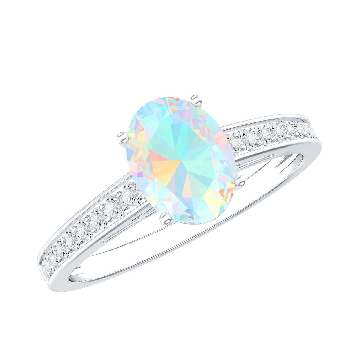 Ethiopian Opal Oval Engagement Ring with Diamond Accents
