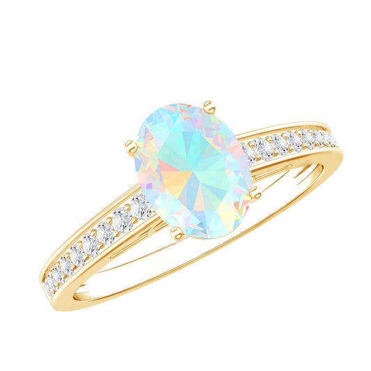 Ethiopian Opal Oval Engagement Ring with Diamond Accents