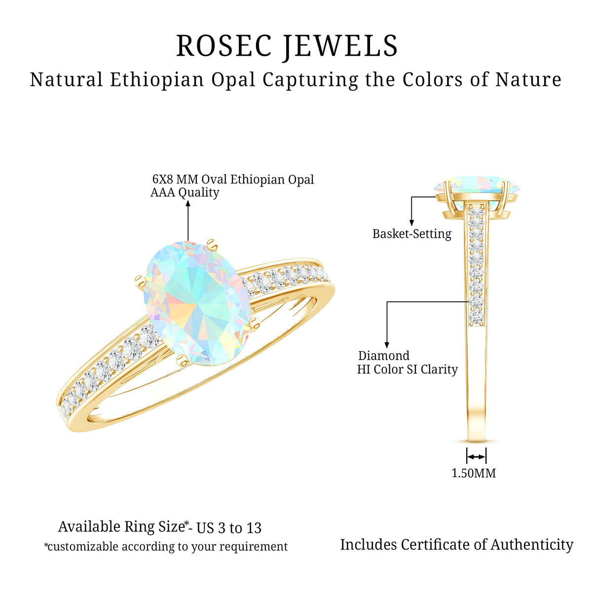 Ethiopian Opal Oval Engagement Ring with Diamond Accents