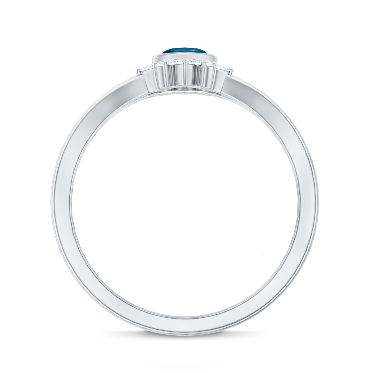 0.7 Carat Marquise Cut London Blue Topaz Cocktail Ring with Diamond