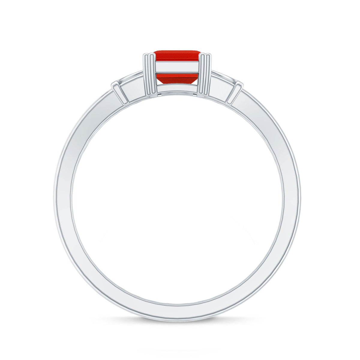 1 Carat Solitaire Emerald Cut Fire Opal Engagement Ring