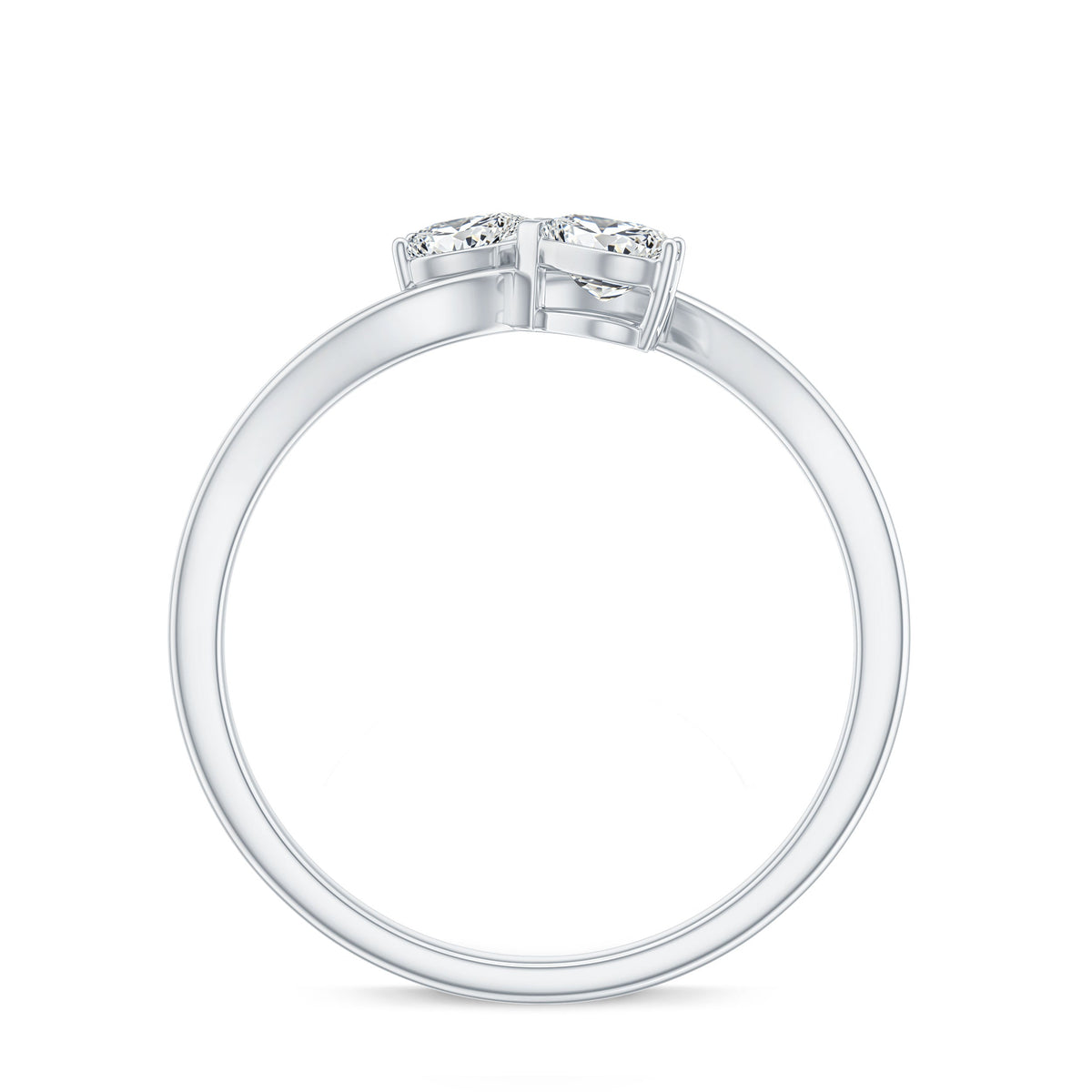 Heart Shape Moissanite Toi Et Moi Promise Ring