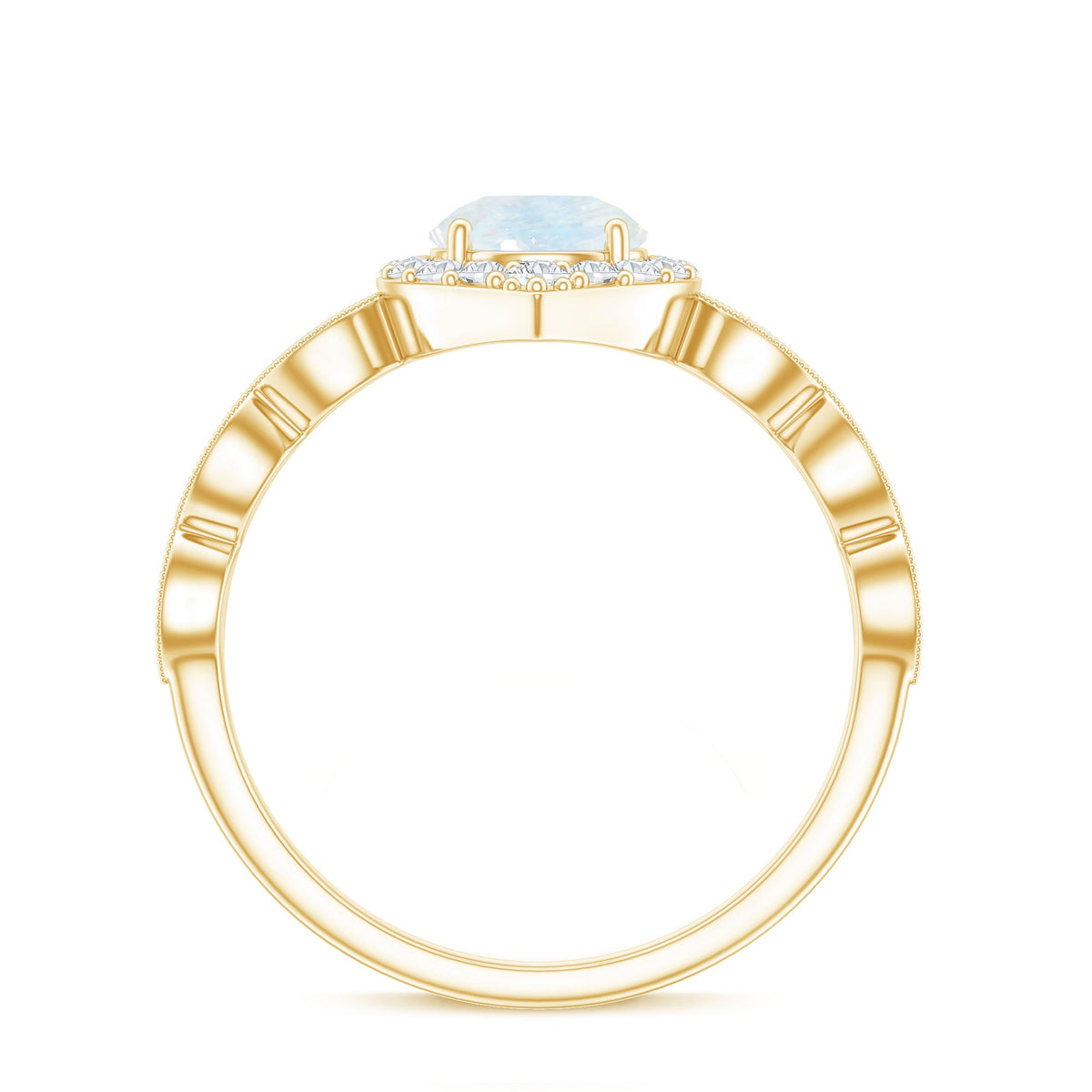 Vintage Style Moonstone Engagement Ring with Diamond Accent