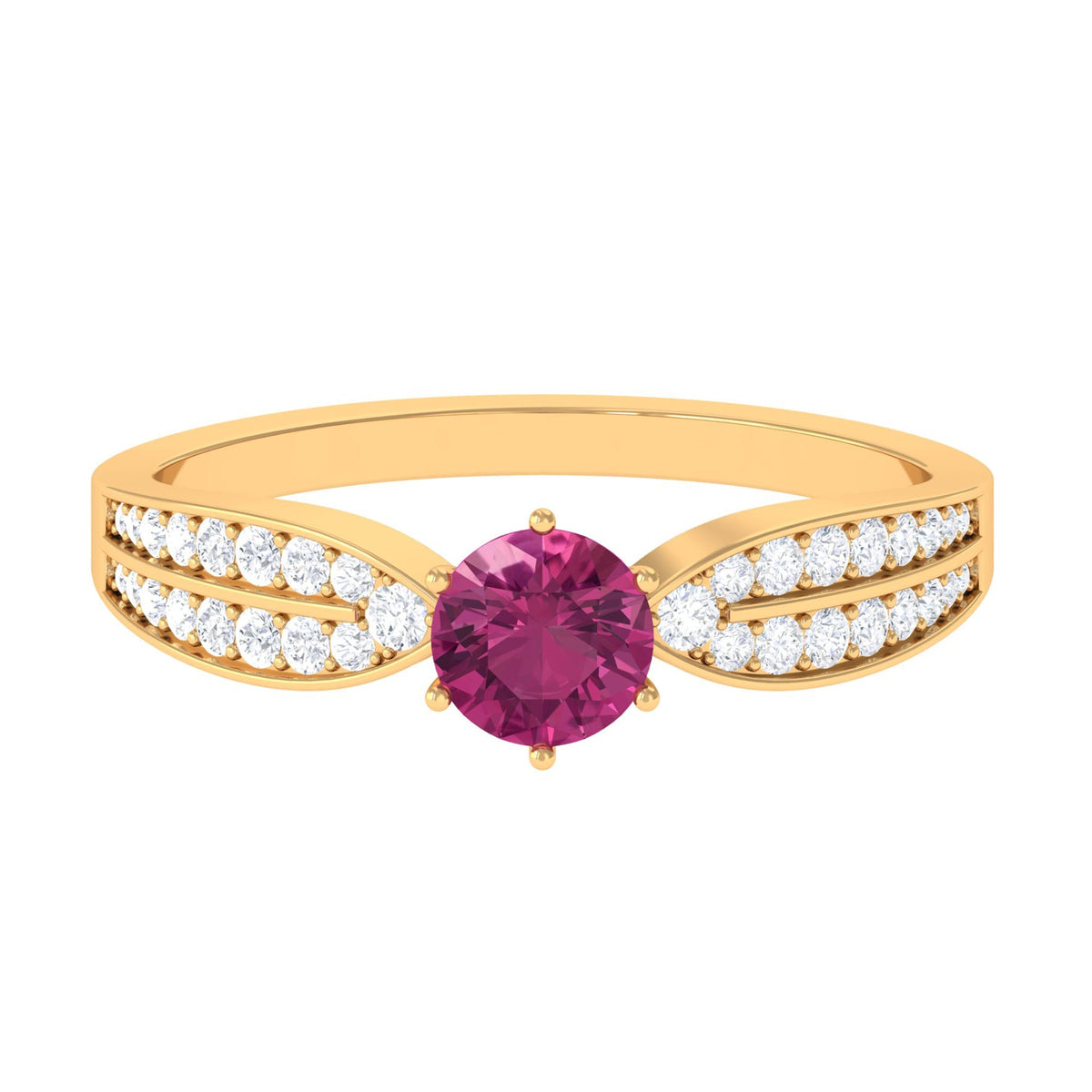 0.4 Carat Pink Tourmaline Engagement Ring with Diamond Side Stones