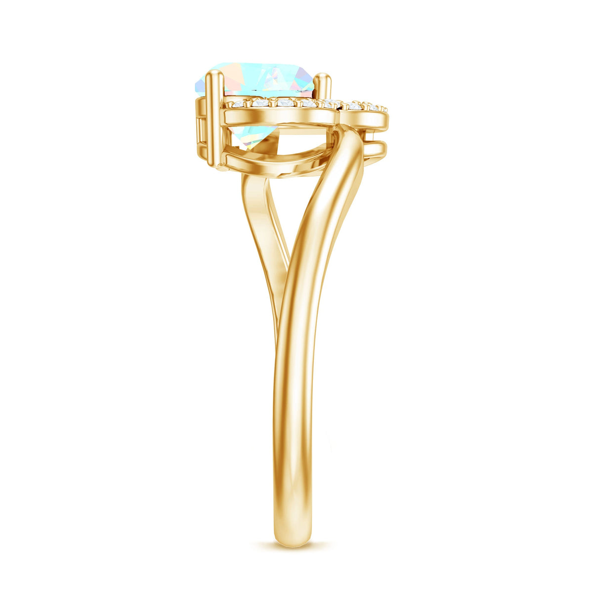 0.7 Carat Ethiopian Opal Heart Promise Ring with Diamond