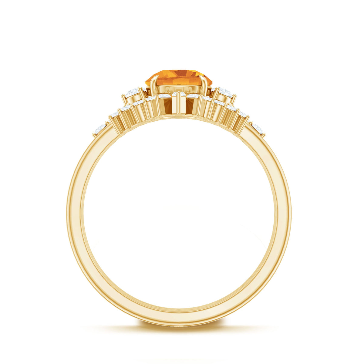 1.2 Carat Designer Citrine Three Piece Wedding Ring Set with Moissanite