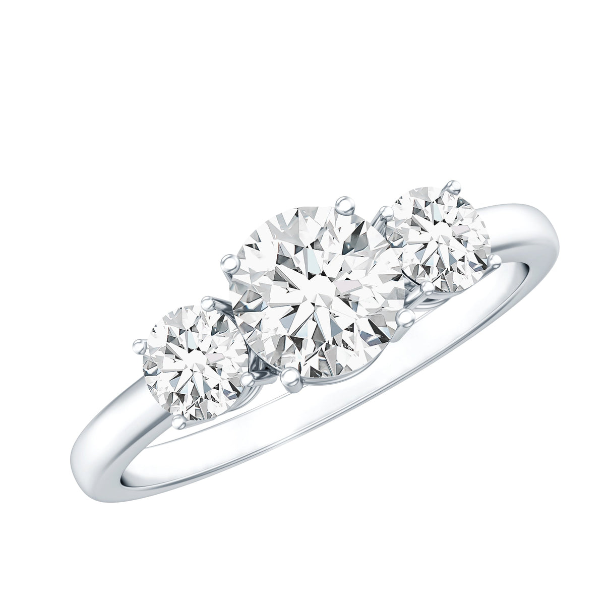 Certified Moissanite Three Stone Engagement Ring For Her